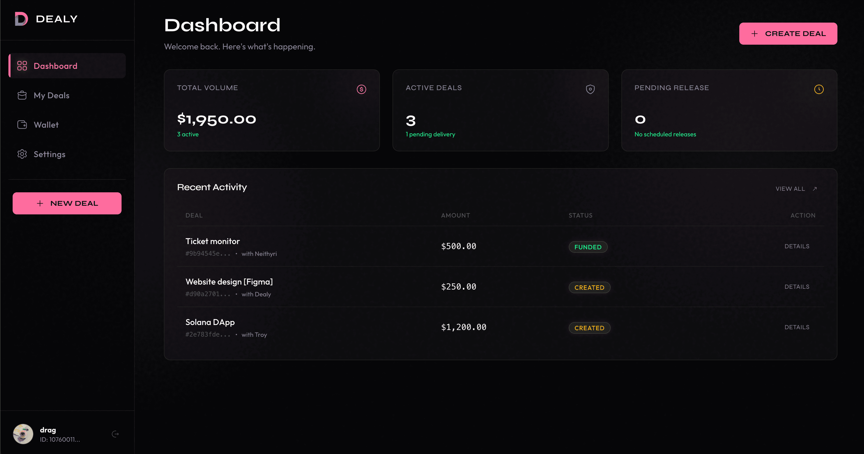 Dealy Dashboard